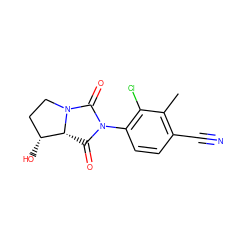 Cc1c(C#N)ccc(N2C(=O)[C@@H]3[C@H](O)CCN3C2=O)c1Cl ZINC000028704398