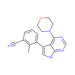 Cc1c(C#N)cccc1-c1c[nH]c2ncnc(N3CCOCC3)c12 ZINC000224862835