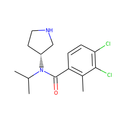 Cc1c(C(=O)N(C(C)C)[C@@H]2CCNC2)ccc(Cl)c1Cl ZINC000045254316