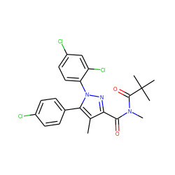 Cc1c(C(=O)N(C)C(=O)C(C)(C)C)nn(-c2ccc(Cl)cc2Cl)c1-c1ccc(Cl)cc1 ZINC000040420610