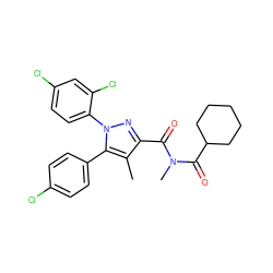 Cc1c(C(=O)N(C)C(=O)C2CCCCC2)nn(-c2ccc(Cl)cc2Cl)c1-c1ccc(Cl)cc1 ZINC000040939811