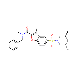 Cc1c(C(=O)N(C)Cc2ccccc2)oc2ccc(S(=O)(=O)N3C[C@@H](C)C[C@H](C)C3)cc12 ZINC000009673157