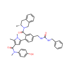 Cc1c(C(=O)N(C)c2ccc(O)cc2)cc(-c2ccc(CNC(=O)NCc3ccccc3)cc2C(=O)N2Cc3ccccc3C[C@H]2C)n1C ZINC000261153784