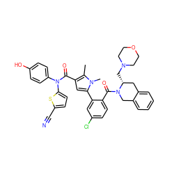 Cc1c(C(=O)N(c2ccc(O)cc2)c2ccc(C#N)s2)cc(-c2cc(Cl)ccc2C(=O)N2Cc3ccccc3C[C@H]2CN2CCOCC2)n1C ZINC000261089286