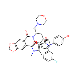 Cc1c(C(=O)N(c2ccc(O)cc2)c2cccc(F)c2)cc(-c2cc3c(cc2C(=O)N2Cc4ccccc4C[C@H]2CN2CCOCC2)OCO3)n1C ZINC000261129327