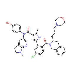 Cc1c(C(=O)N(c2ccc(O)cc2)c2cnc3c(c2)CCN3C)cc(-c2cc(Cl)ccc2C(=O)N2Cc3ccccc3C[C@H]2CCCN2CCOCC2)n1C ZINC000261125687