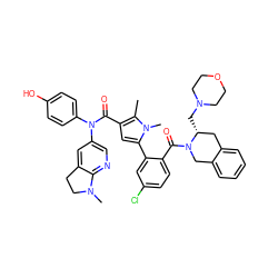 Cc1c(C(=O)N(c2ccc(O)cc2)c2cnc3c(c2)CCN3C)cc(-c2cc(Cl)ccc2C(=O)N2Cc3ccccc3C[C@H]2CN2CCOCC2)n1C ZINC000215889643