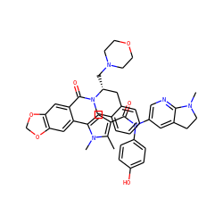 Cc1c(C(=O)N(c2ccc(O)cc2)c2cnc3c(c2)CCN3C)cc(-c2cc3c(cc2C(=O)N2Cc4ccccc4C[C@H]2CN2CCOCC2)OCO3)n1C ZINC000261146762