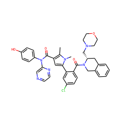 Cc1c(C(=O)N(c2ccc(O)cc2)c2cnccn2)cc(-c2cc(Cl)ccc2C(=O)N2Cc3ccccc3C[C@H]2CN2CCOCC2)n1C ZINC000261167842