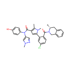 Cc1c(C(=O)N(c2ccc(O)cc2)c2cnn(C)c2)cc(-c2cc(Cl)ccc2C(=O)N2Cc3ccccc3C[C@H]2C)n1C ZINC000261165360