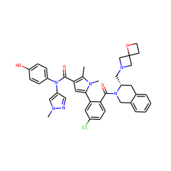 Cc1c(C(=O)N(c2ccc(O)cc2)c2cnn(C)c2)cc(-c2cc(Cl)ccc2C(=O)N2Cc3ccccc3C[C@H]2CN2CC3(CCO3)C2)n1C ZINC000261109260