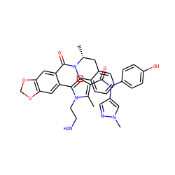 Cc1c(C(=O)N(c2ccc(O)cc2)c2cnn(C)c2)cc(-c2cc3c(cc2C(=O)N2Cc4ccccc4C[C@H]2C)OCO3)n1CCN ZINC000261189554