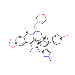 Cc1c(C(=O)N(c2ccc(O)cc2)c2cnn(C)c2)cc(-c2cc3c(cc2C(=O)N2Cc4ccccc4C[C@H]2CN2CCOCC2)OCO3)n1C ZINC000261088282