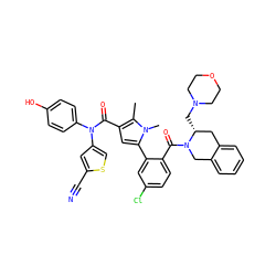 Cc1c(C(=O)N(c2ccc(O)cc2)c2csc(C#N)c2)cc(-c2cc(Cl)ccc2C(=O)N2Cc3ccccc3C[C@H]2CN2CCOCC2)n1C ZINC000261094972