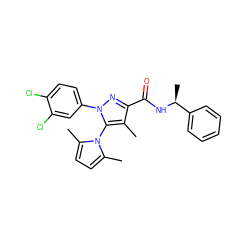 Cc1c(C(=O)N[C@@H](C)c2ccccc2)nn(-c2ccc(Cl)c(Cl)c2)c1-n1c(C)ccc1C ZINC000045284851