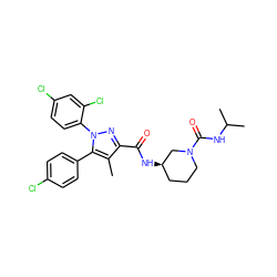 Cc1c(C(=O)N[C@@H]2CCCN(C(=O)NC(C)C)C2)nn(-c2ccc(Cl)cc2Cl)c1-c1ccc(Cl)cc1 ZINC000084654019