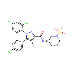 Cc1c(C(=O)N[C@@H]2CCCN(S(C)(=O)=O)C2)nn(-c2ccc(Cl)cc2Cl)c1-c1ccc(Cl)cc1 ZINC000084653226