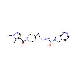 Cc1c(C(=O)N2CCC3(CC2)C[C@@H]3CNC(=O)N2Cc3ccncc3C2)cnn1C ZINC000225046713