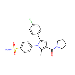 Cc1c(C(=O)N2CCCC2)cc(-c2ccc(Cl)cc2)n1-c1ccc(S(N)(=O)=O)cc1 ZINC000040409100