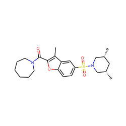 Cc1c(C(=O)N2CCCCCC2)oc2ccc(S(=O)(=O)N3C[C@@H](C)C[C@@H](C)C3)cc12 ZINC000009673159