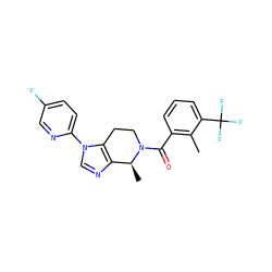 Cc1c(C(=O)N2CCc3c(ncn3-c3ccc(F)cn3)[C@@H]2C)cccc1C(F)(F)F ZINC000225991088