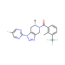 Cc1c(C(=O)N2Cc3nnn(-c4ncc(F)cn4)c3C[C@@H]2C)cccc1C(F)(F)F ZINC000225982707