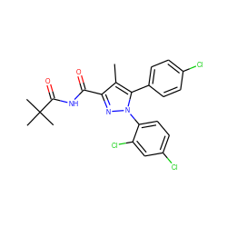 Cc1c(C(=O)NC(=O)C(C)(C)C)nn(-c2ccc(Cl)cc2Cl)c1-c1ccc(Cl)cc1 ZINC000040939878