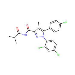 Cc1c(C(=O)NC(=O)C(C)C)nn(-c2ccc(Cl)cc2Cl)c1-c1ccc(Cl)cc1 ZINC000040421072