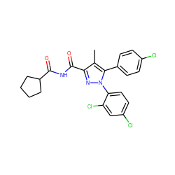 Cc1c(C(=O)NC(=O)C2CCCC2)nn(-c2ccc(Cl)cc2Cl)c1-c1ccc(Cl)cc1 ZINC000045484433