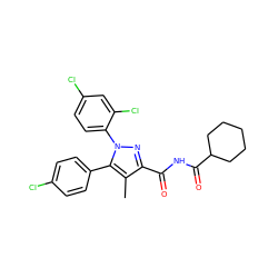 Cc1c(C(=O)NC(=O)C2CCCCC2)nn(-c2ccc(Cl)cc2Cl)c1-c1ccc(Cl)cc1 ZINC000042887348