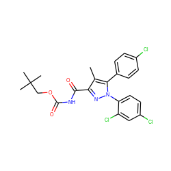 Cc1c(C(=O)NC(=O)OCC(C)(C)C)nn(-c2ccc(Cl)cc2Cl)c1-c1ccc(Cl)cc1 ZINC000040940468