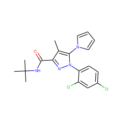 Cc1c(C(=O)NC(C)(C)C)nn(-c2ccc(Cl)cc2Cl)c1-n1cccc1 ZINC000066259894