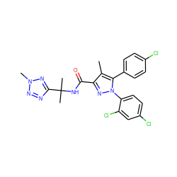 Cc1c(C(=O)NC(C)(C)c2nnn(C)n2)nn(-c2ccc(Cl)cc2Cl)c1-c1ccc(Cl)cc1 ZINC000072111408