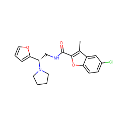 Cc1c(C(=O)NC[C@@H](c2ccco2)N2CCCC2)oc2ccc(Cl)cc12 ZINC000005451189