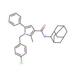 Cc1c(C(=O)NC2C3CC4CC(C3)CC2C4)cc(-c2ccccc2)n1Cc1ccc(Cl)cc1 ZINC000040934058