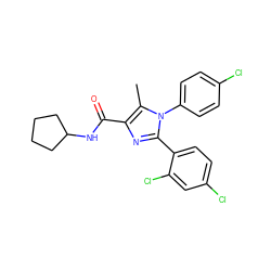 Cc1c(C(=O)NC2CCCC2)nc(-c2ccc(Cl)cc2Cl)n1-c1ccc(Cl)cc1 ZINC000013611882