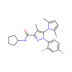 Cc1c(C(=O)NC2CCCC2)nn(-c2ccc(Cl)cc2Cl)c1-n1c(C)ccc1C ZINC000045285579