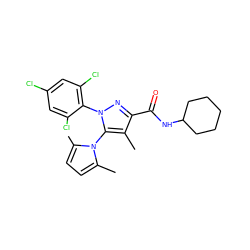 Cc1c(C(=O)NC2CCCCC2)nn(-c2c(Cl)cc(Cl)cc2Cl)c1-n1c(C)ccc1C ZINC000014975736