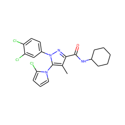 Cc1c(C(=O)NC2CCCCC2)nn(-c2ccc(Cl)c(Cl)c2)c1-n1cccc1Cl ZINC000073129692