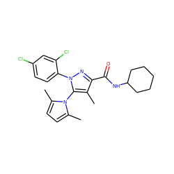 Cc1c(C(=O)NC2CCCCC2)nn(-c2ccc(Cl)cc2Cl)c1-n1c(C)ccc1C ZINC000014975687