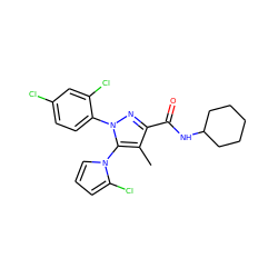 Cc1c(C(=O)NC2CCCCC2)nn(-c2ccc(Cl)cc2Cl)c1-n1cccc1Cl ZINC000073129848