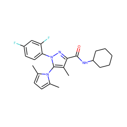 Cc1c(C(=O)NC2CCCCC2)nn(-c2ccc(F)cc2F)c1-n1c(C)ccc1C ZINC000014975725