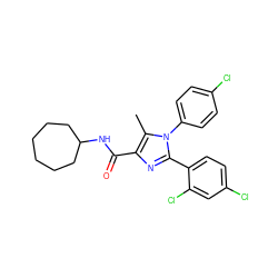 Cc1c(C(=O)NC2CCCCCC2)nc(-c2ccc(Cl)cc2Cl)n1-c1ccc(Cl)cc1 ZINC000013611886