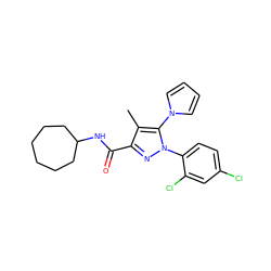 Cc1c(C(=O)NC2CCCCCC2)nn(-c2ccc(Cl)cc2Cl)c1-n1cccc1 ZINC000045287376