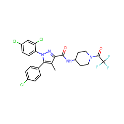 Cc1c(C(=O)NC2CCN(C(=O)C(F)(F)F)CC2)nn(-c2ccc(Cl)cc2Cl)c1-c1ccc(Cl)cc1 ZINC000653700772