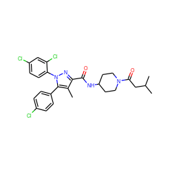 Cc1c(C(=O)NC2CCN(C(=O)CC(C)C)CC2)nn(-c2ccc(Cl)cc2Cl)c1-c1ccc(Cl)cc1 ZINC000653706053