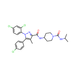 Cc1c(C(=O)NC2CCN(C(=O)NC(C)C)CC2)nn(-c2ccc(Cl)cc2Cl)c1-c1ccc(Cl)cc1 ZINC000084669990