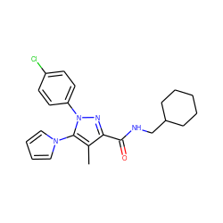 Cc1c(C(=O)NCC2CCCCC2)nn(-c2ccc(Cl)cc2)c1-n1cccc1 ZINC000014975661