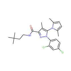 Cc1c(C(=O)NCCC(C)(C)C)nn(-c2ccc(Cl)cc2Cl)c1-n1c(C)ccc1C ZINC000066260151