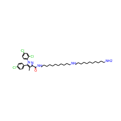 Cc1c(C(=O)NCCCCCCCCCCCNCCCCCCCCCCCN)nn(-c2ccc(Cl)cc2Cl)c1-c1ccc(Cl)cc1 ZINC000072147624